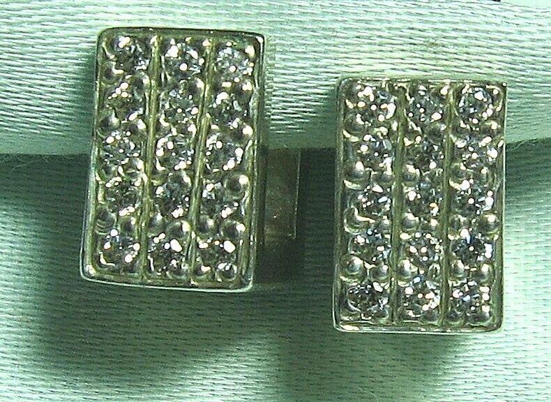 Test Silver & CZ Pierced Earrings w 14K Gold Posts 6.0 grams total 3/8”