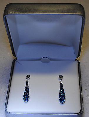 BLUE SWAROVSKI 925 Solid Sterling Silver Earrings NWT Retail $125