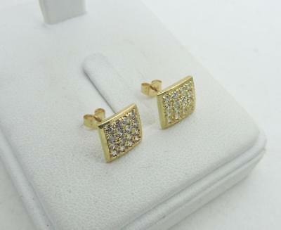 10k Yellow Gold Square CZ Cubic 3/8