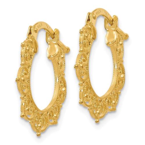 Leslie's 14k Yellow Gold Polished Fancy Pattern Hoop Earrings LE1583
