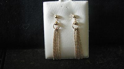 Women Fancy Dangling  Earrings 14KT Y/Gold Italian Ball/Chains Sparkling Stud