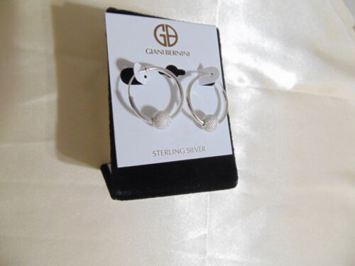 Giani Bernini Sterling Silver Satin Ball Hoop Earrings Hoop  R363 $115