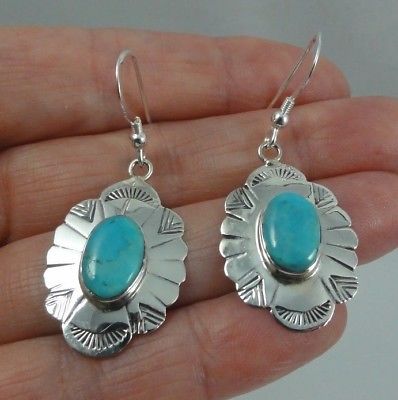 Sterling Silver Tooled Turquoise 1-3/4