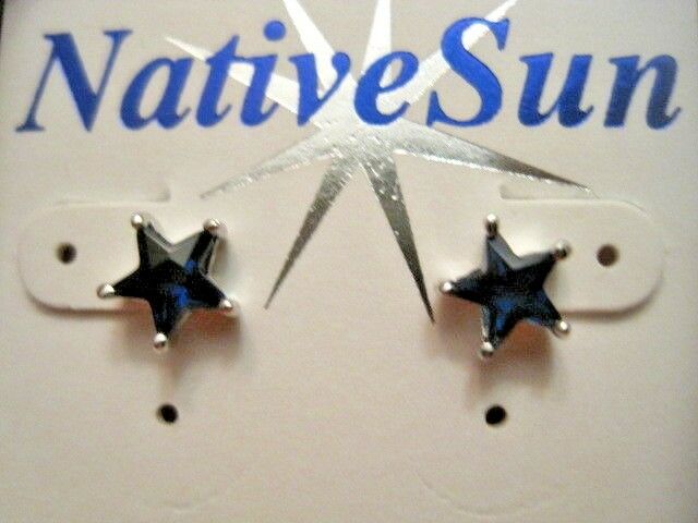 925 Sterling Silver Blue CZ Star Stud Earrings ~ New by Native Sun