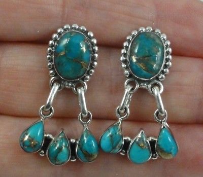 Sterling Silver Copper Turquoise 1-1/8