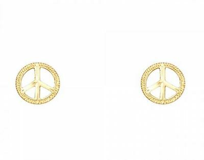 Peace Symbol Post Earrings 14kt Yellow Genuine Gold