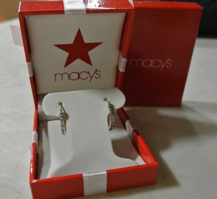 Macy's Diamond Accent Earrings 14k Yellow  Gold Hoops