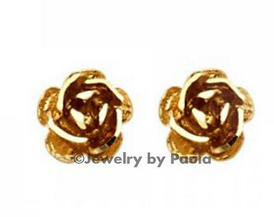 Flower Stud Earrings 14kt Yellow Genuine Gold