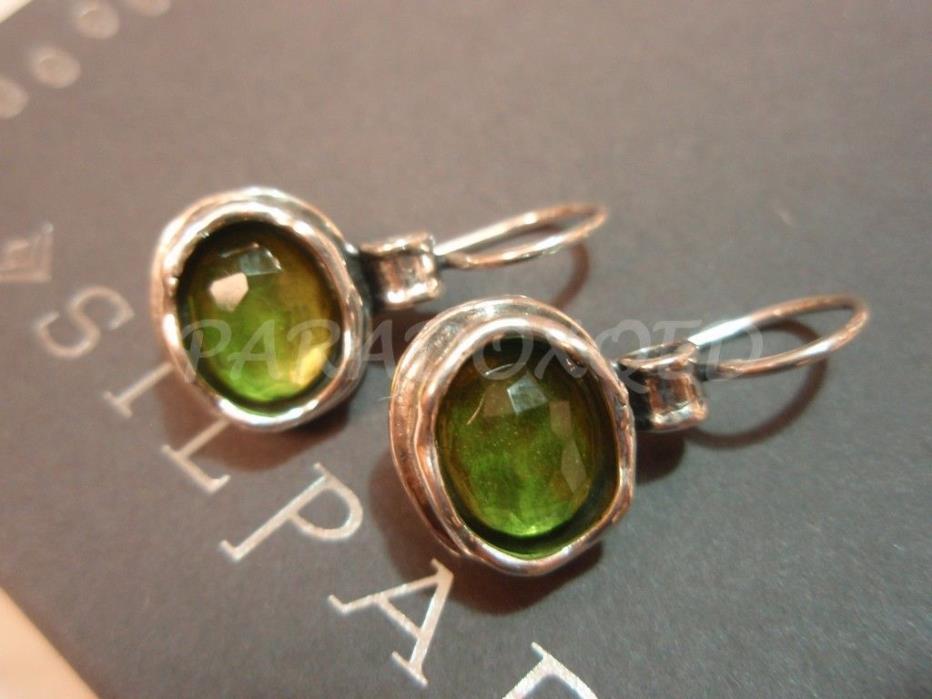 SILPADA RARE RETIRED Sterling Silver 925 Green Faceted Glass Earrings W1455