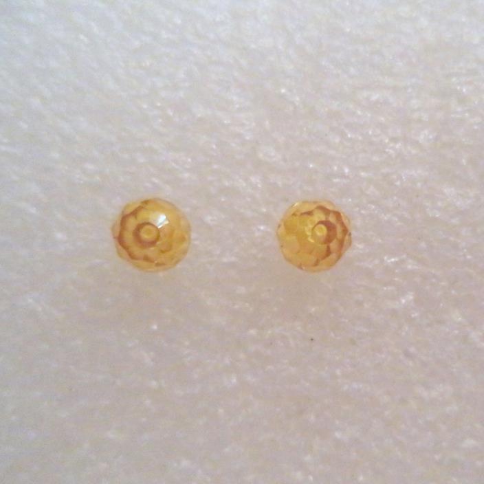 14K Disco CZ Yellow Ball Stud Earrings Petite 5mm Size