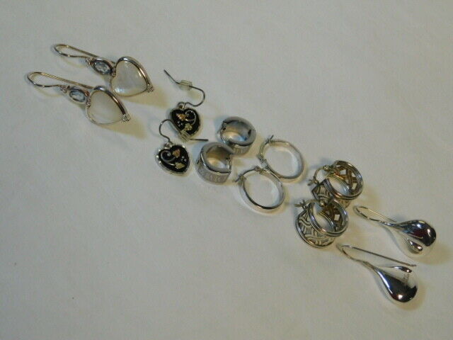 6 FINE Pairs of Sterling Wire Hoop Earrings B23