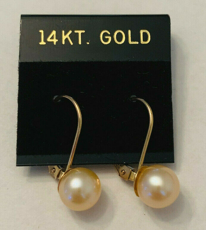 14K Yellow Gold 6mm Cultured Freshwater Pearl Leverback Earrings