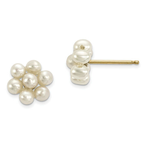 14k Yellow Gold Small Egg FW Cultured Pearl Flower Earrings XF299E