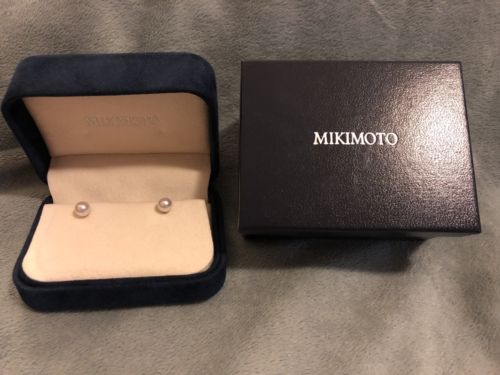 Mikimoto Pearl Earrings 18k White Gold 6.0 -6.5 MM