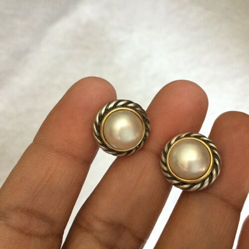 DAVID YURMAN Gold & Sterling Silver  Pearl Earrings