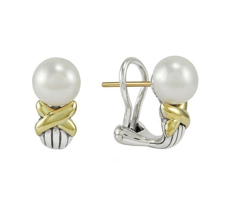LAGOS Luna Collection Freshwater Pearl 18K Gold & Sterling Silver Earrings $535