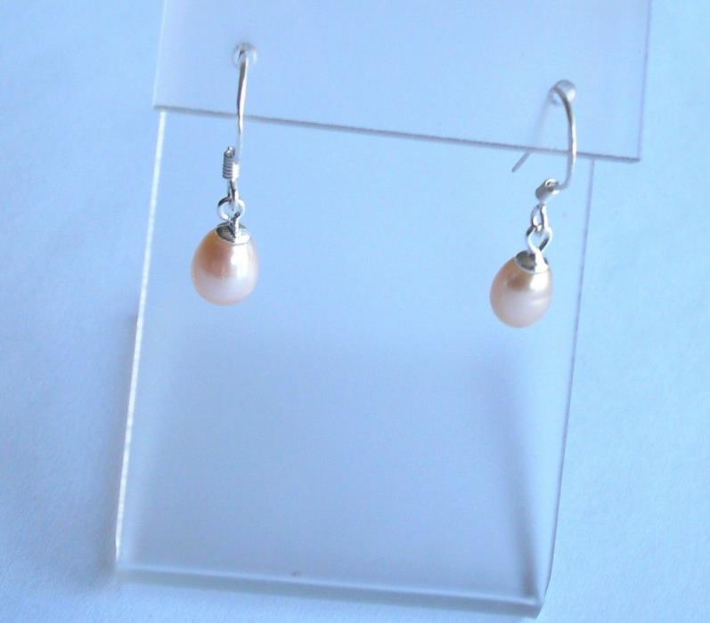 .925 Sterling Silver Freshwater PEARL Drop Earrings, New w/o Tag