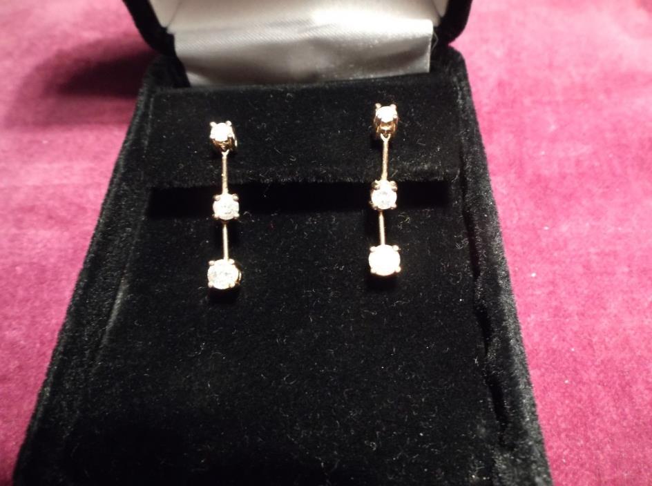 Dangle diamond Earrings 14K Yellow Pure Gold 1ctw appraisal
