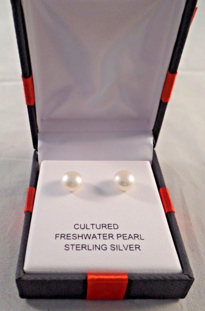 JCPENNEY CULTURED FRESHWATER PEARL STERLING SILVER EARRINGS NWT - FREE QUICK SHP