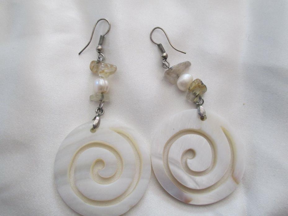 MOTHER OF PEARL EARRING WITH STERLING SILVER EARWIRES 3