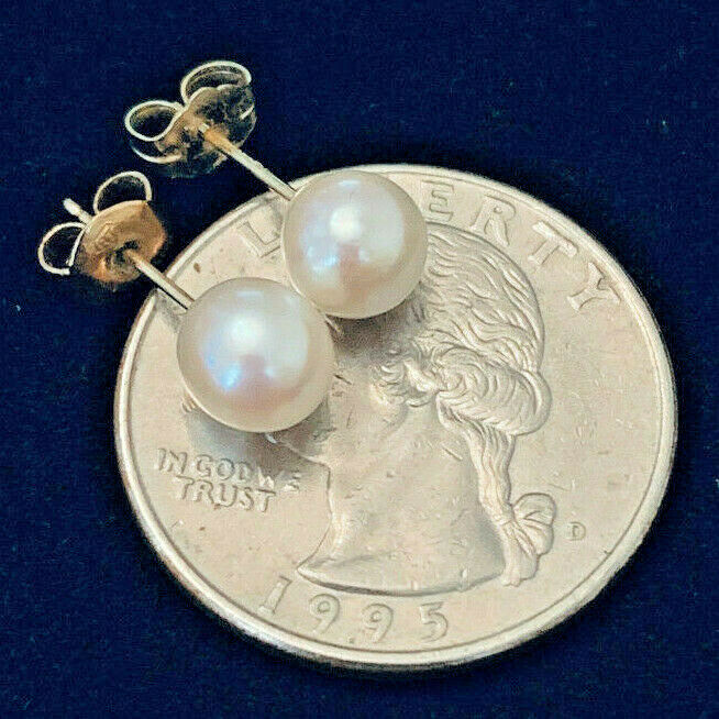 14K Yellow Gold 6mm Cultured Freshwater Pearl Stud Earrings