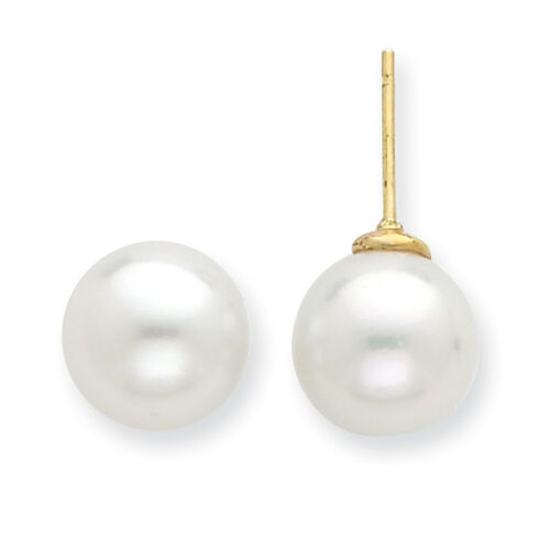 14k Yellow Gold 9-10mm Saltwater Cultured South Sea Pearl Post Earrings XF332E