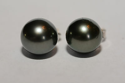14 kt 10mm to 11mm black Tahitian pearls