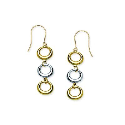 14k Two-tone White and Yellow Gold Triple Oval Drop Earrings