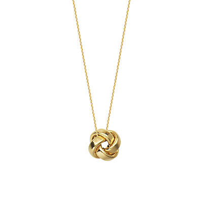 14k Yellow Gold Love Knot Necklace 12mm Square Tube with Shiny Finish Adjustable