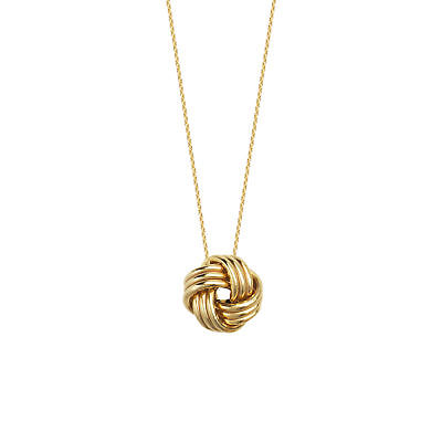 14k Yellow Gold Love Knot Necklace 12mm Three Row with Shiny Finish Adjustable