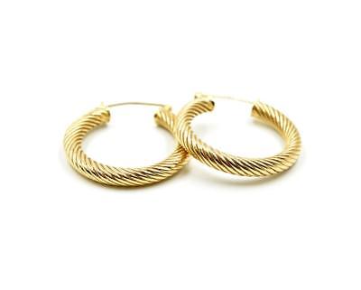 14k Yellow Gold Rope Style Hoop Earrings