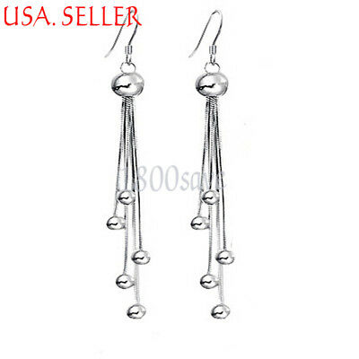 New Amazing Chandlier Ball Beads 925 Sterling Silver Dangle Earring Jewelry A753