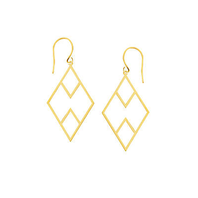 Draw the Line Triple Diamond-shape Haze Geometric Earrings 14k Yellow Gold