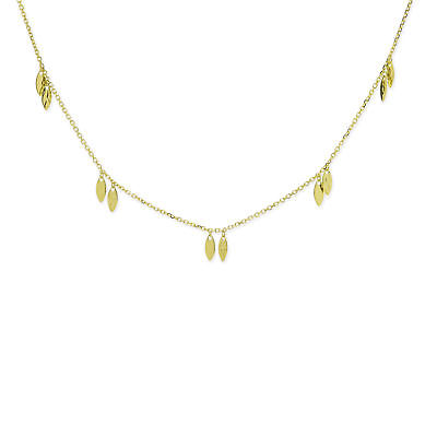 14k Yellow Gold Necklace Marquise-shape Hammered and Polished Drops Adjustable