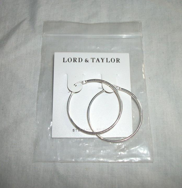 Pair Of Lord & Taylor Sterling Silver Hoop Earrings NEW