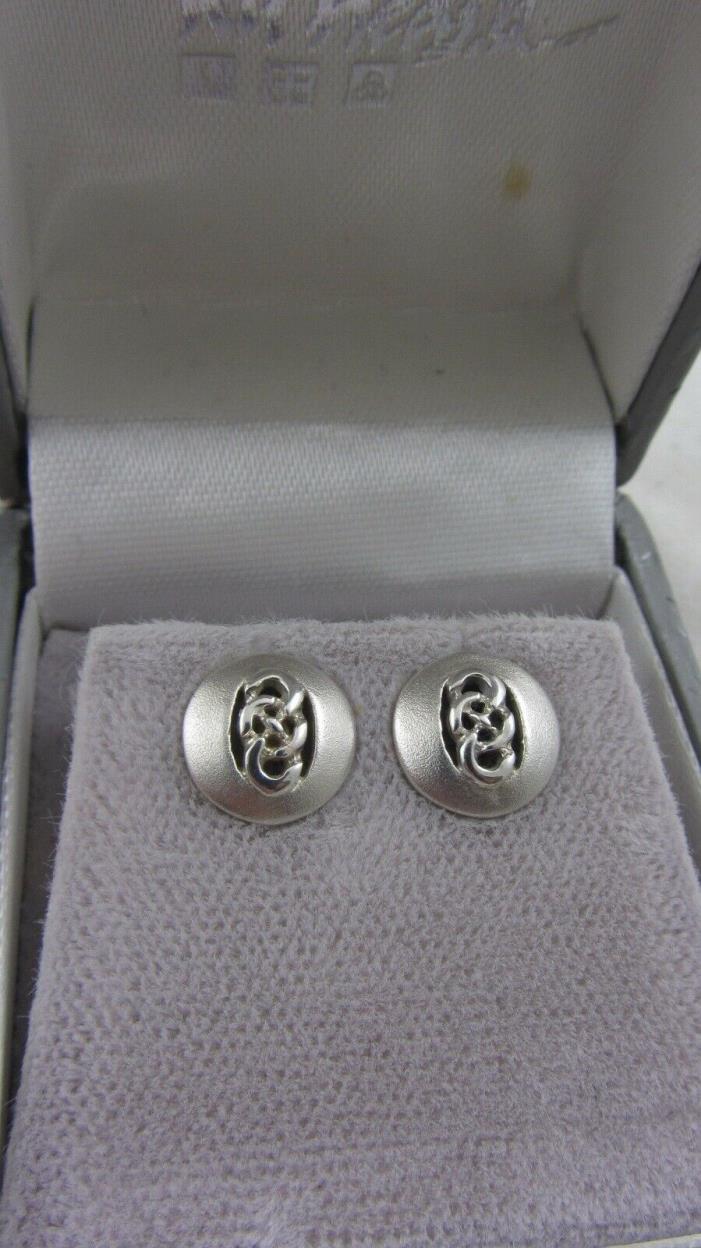 Vintage Silver Celtic Knot Stud Earrings Sea Gems Scottish
