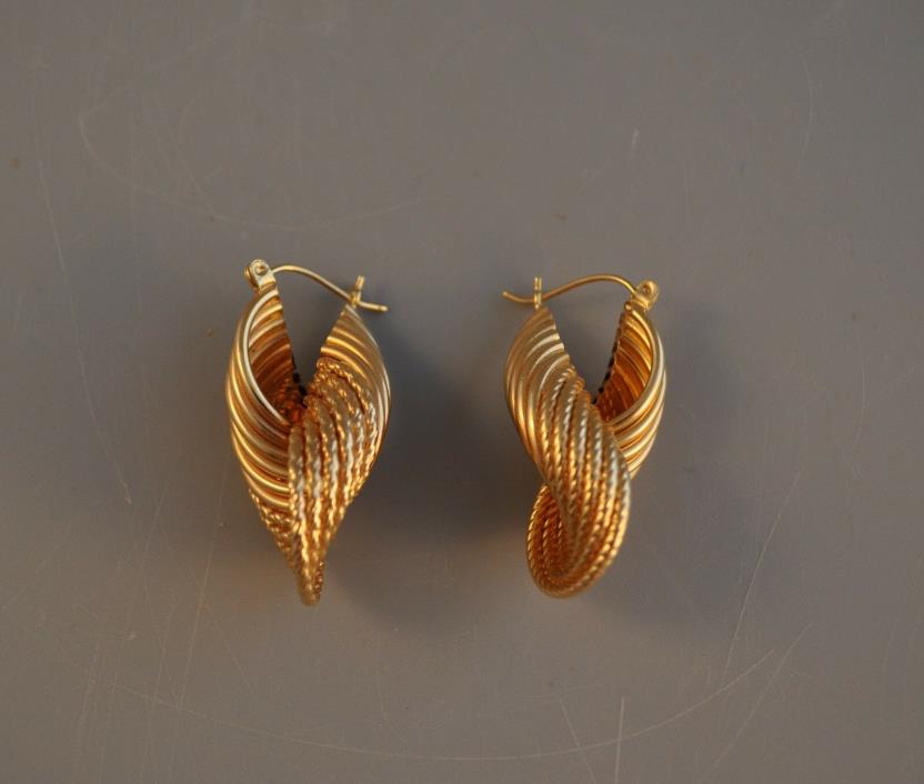 Twisted Multi Loop Earrings 14 Karat Yellow Gold - 1 3/8