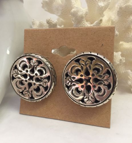 Vintage JOHN HARDY STERLING SILVER FILIGREE SCROLL BUTTON CLIP EARRINGS-20 Grams