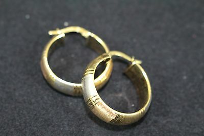 Impresive 14k Tri Color Italian Gold Hoop Earrings - Rose/yellow/White Gold