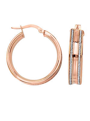 LightZ 14k Rose Gold Earrings Laser Cut Round Hoop 20mm