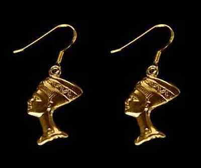 LOOK NEFERTITI egyptian egypt 24K Yellow Gold plated earrings jewelry Royal Wife
