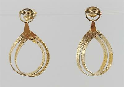 14K yellow gold ladies post earrings w/ intertwined herringbone hoops 1.4g NEW