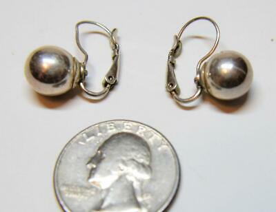 Stamped 925 HAN ITALY Sterling Silver BALL Shape Lever Backed Earrings 3.29g