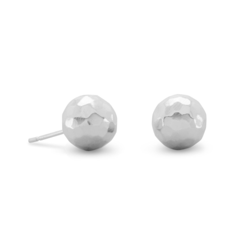 10mm Hammered Ball Sterling Silver Earrings