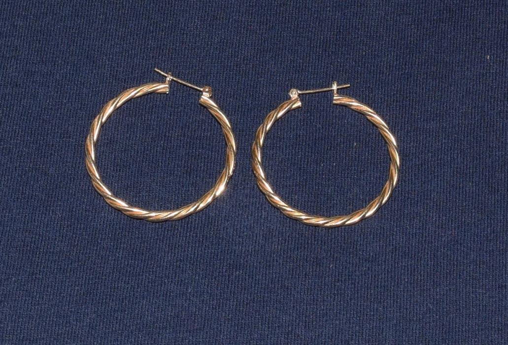 14KT Gold Earrings Hollow Twisted Hoops Used 4 grams Yellow Gold Not Scrap