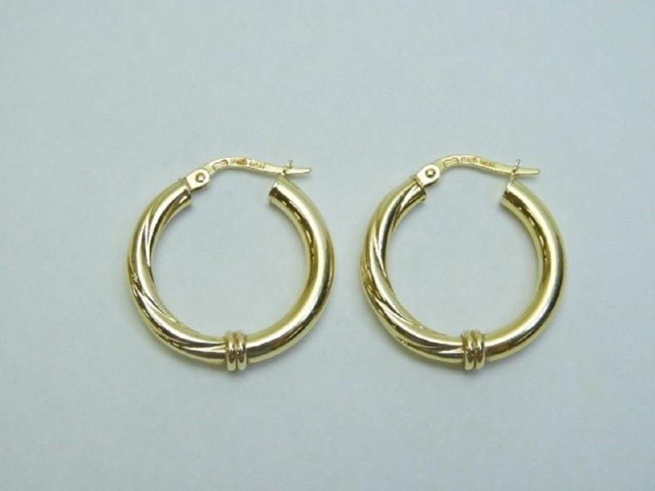 UnoAErre 14 K Gold Half Twist Hoop Earrings,2.2 grams-Italy
