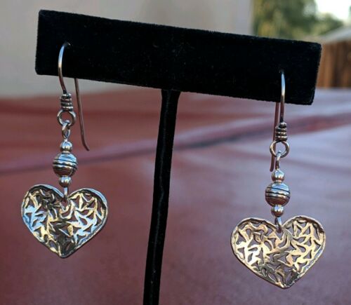 Retired Silpada Sterling Silver 925 Heart  Weave Dangle Earrings W1586 Rare