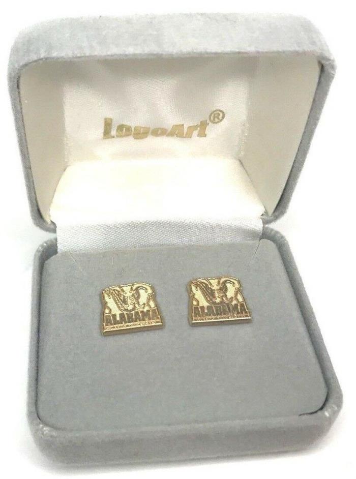 10k Solid Gold University of Alabama Post Pierced LogoArt Earrings Tide Pride