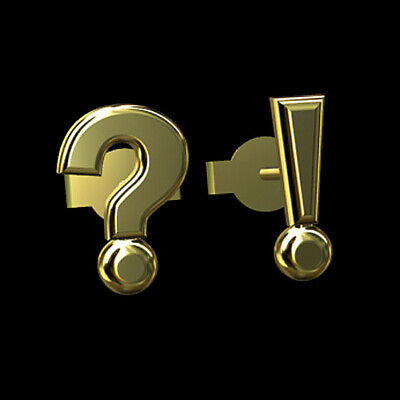 14K Solid Yellow Gold Question Mark Stud Earrings