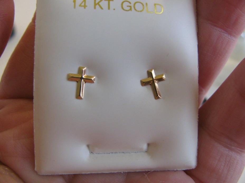 14 k gold cross earrings new